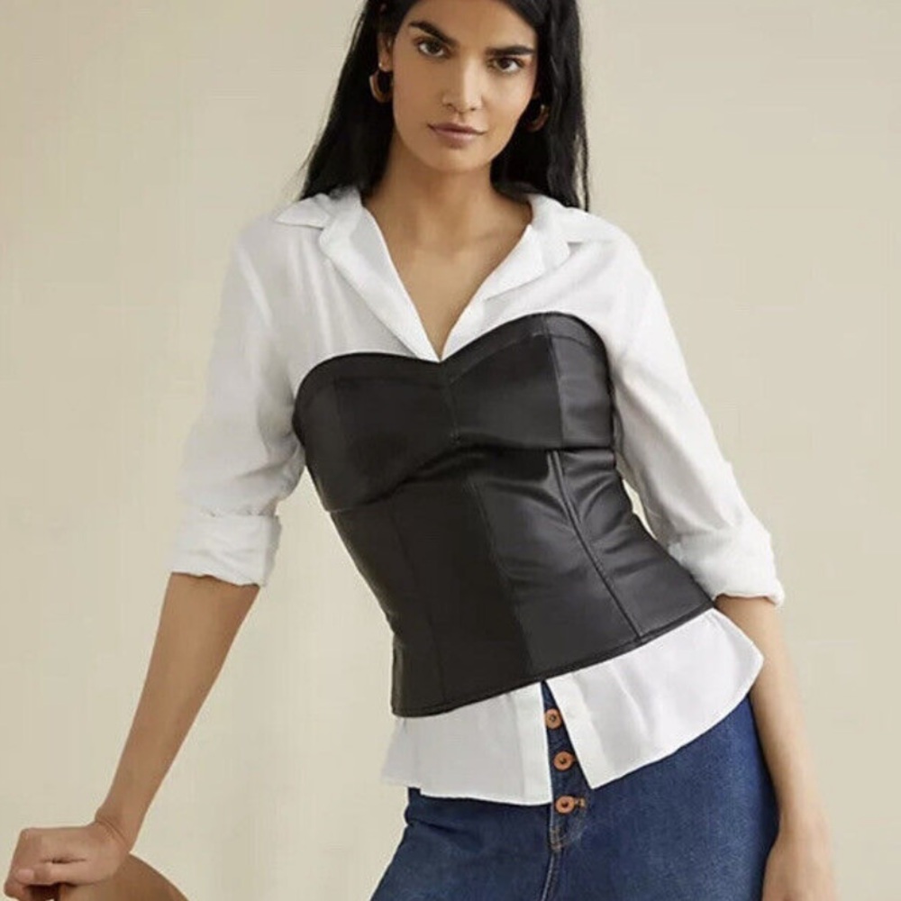 Eri + Ali black faux leather corset